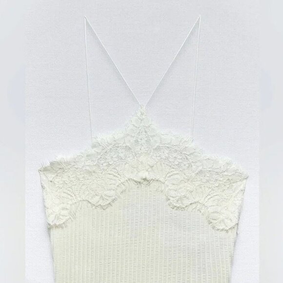 Zara Lace Halter Ribbed Crop Top SIZE M 0858/807/251 - Picture 4 of 4